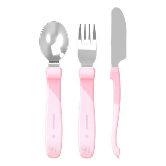 Pack Cubierto De Acero Inoxidable Niños Twistshake Rosa Liso