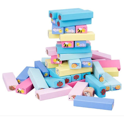 Torre De Juego Estilo Jen-ga Madera Con Reto Niños - Adultos