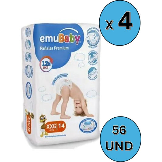 Pañales Emubaby Premium Talla Xxg -56unid Extra Extra Grande (xxg) Sin Género