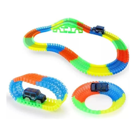 Juguete Pista De Autos Luminosa Flexible Armable Niños