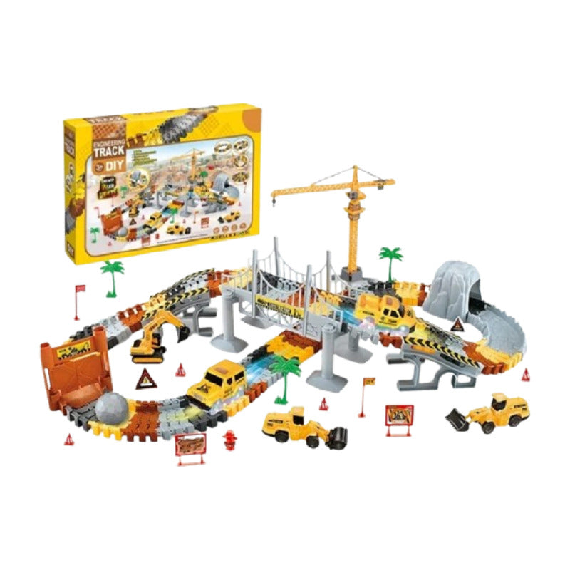 Pista Auto Construcción Flexible Con Luz Led Juguete Niños Amarillo