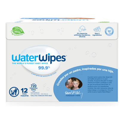 Toallitas Húmedas Waterwipes 99,9% Agua Caja 12x60uns | Recién Nacido Y Piel Sensible