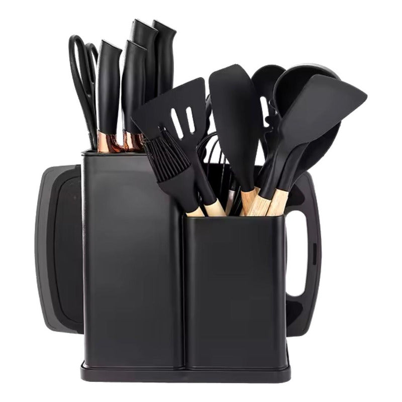 Set Utensilios De Cocina Antiadherente Silicona+cuchillo