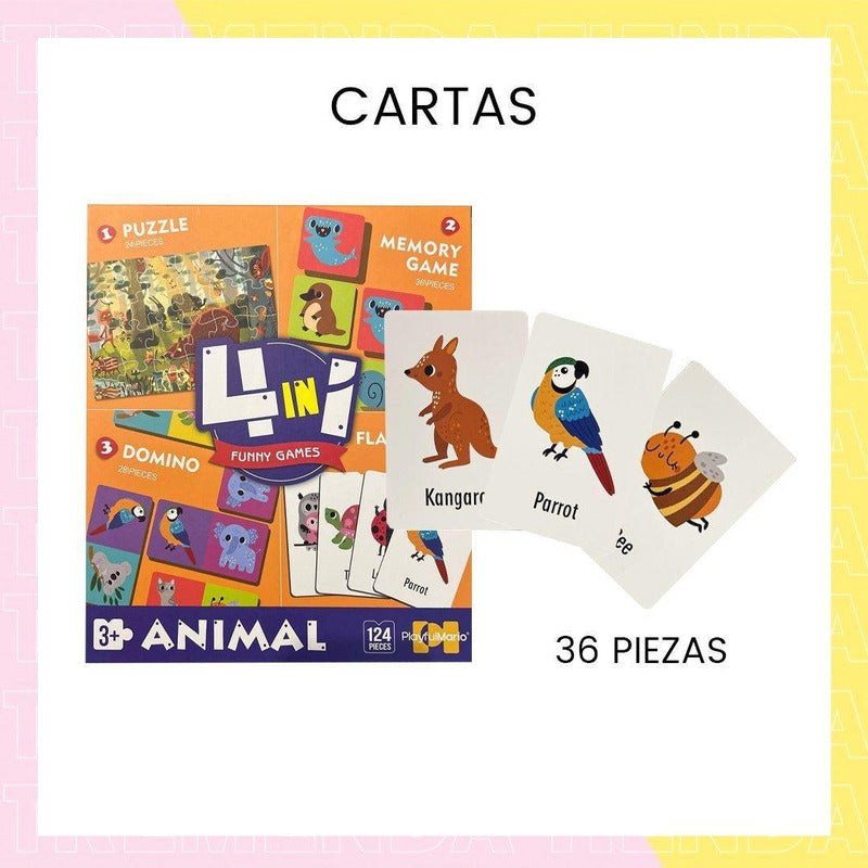 Juego De Mesa 4 En 1  Puzzle-memoria-domino-cartas Niños