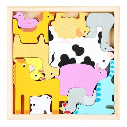 Juego Encaje Rompecabezas Puzzles Madera 3d Niños Montessori
