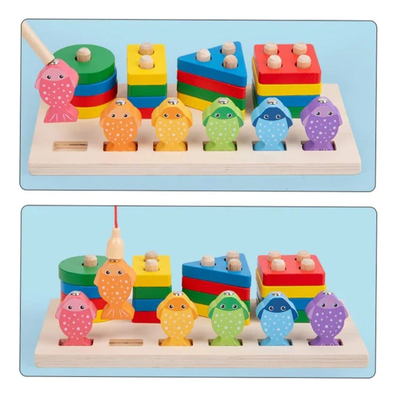 Juego De Pesca Magnetico Y Encaje Juguete De Madera Niños