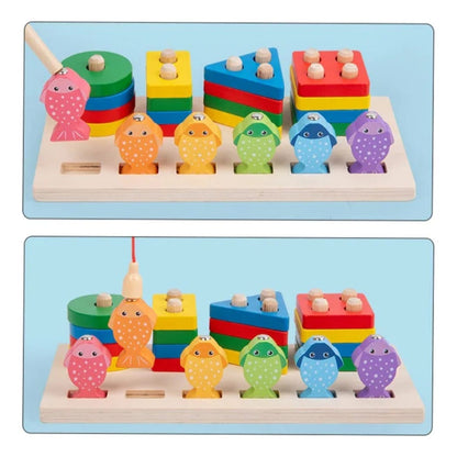 Juego De Pesca Magnetico Y Encaje Juguete De Madera Niños
