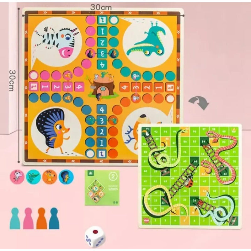Juego De Mesa Ludo Madera Animalitos Para Niños