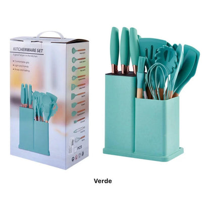 Set Utensilios De Cocina Antiadherente Silicona+cuchillo