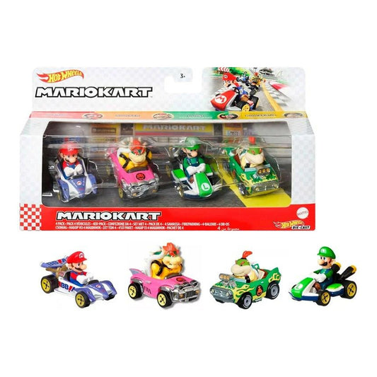 Pack 4 Autos Hot Wheels Mario Kart Carreras Multicolor
