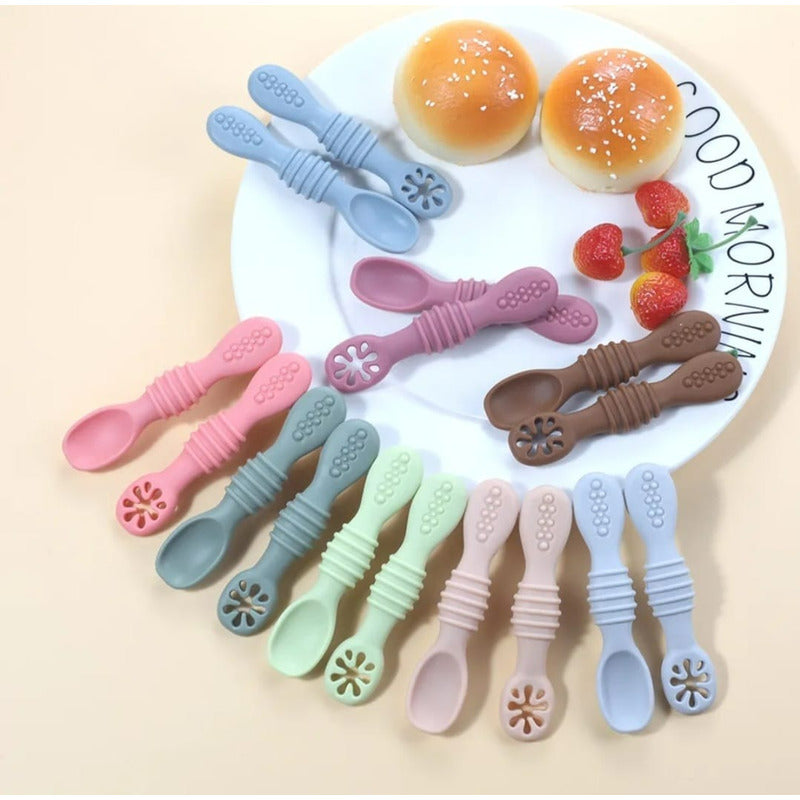 Set De Cucharas Silicona Aprendizaje Bebé Pre-cucharas