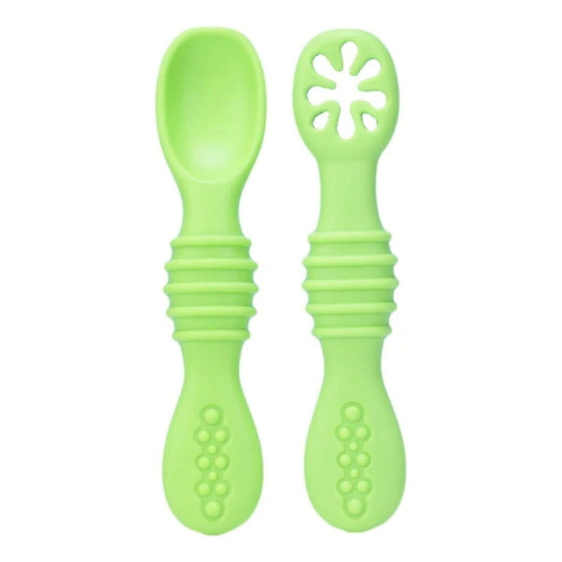 Set De Cucharas Silicona Aprendizaje Bebé Pre-cucharas