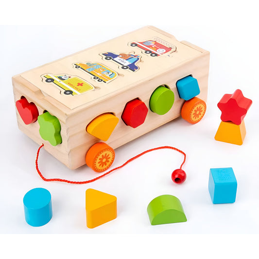 Juego De Encaje Y Arrastre Madera Para Niños