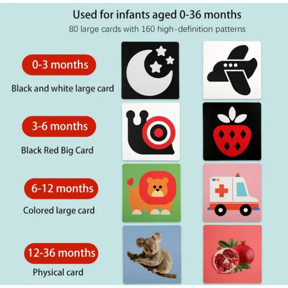 Set Tarjeta Estimulación Visual Cognitivas Bebé 0 -36 Meses