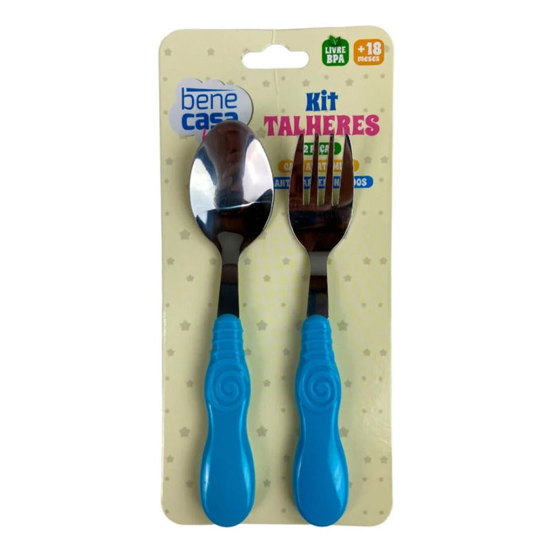 Set De Cubiertos Acero Cuchara Y Tenedor Bebé Y Niños