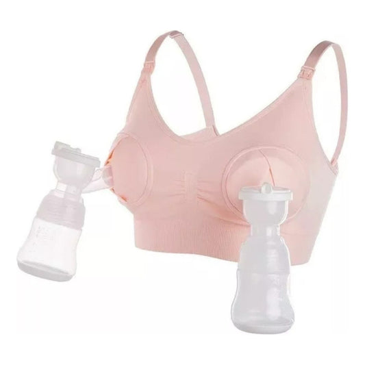 Sostén Maternal Lactancia Para Sacaleche Manos Libres Rosa Claro Liso Xl
