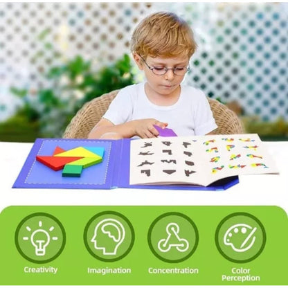Juego Didactico Tangram 3d  Magnetico - Madera Para Niños