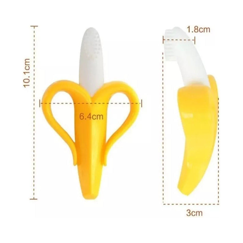 Mordedor Banana Para Bebés Con Cepillo De Dientes Silicona