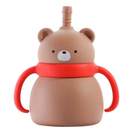 Vaso Con Bombilla Silicona Animalitos Marrón Mono