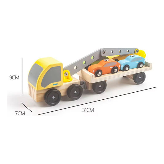 Juguete Didáctico Niños Camión Con  Cargador Madera Autos Camión Multicolor