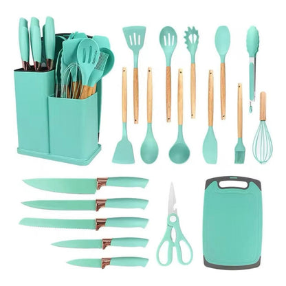 Set Utensilios De Cocina Antiadherente Silicona+cuchillo
