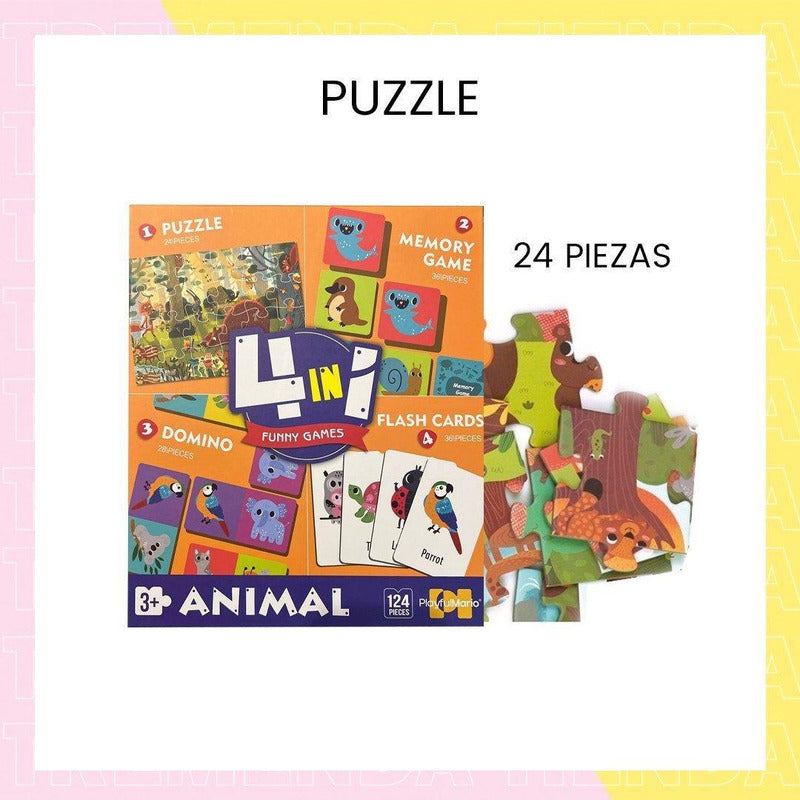 Juego De Mesa 4 En 1  Puzzle-memoria-domino-cartas Niños