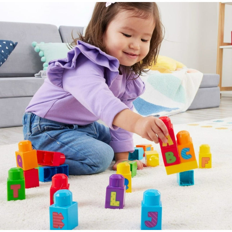 Mega Bloks Bloques Construcción Aprendizaje  30 Pzs + Bolsa 30 Letras