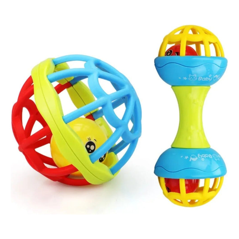 Set 5 Pzs Pelota - Sonajero - Mordedor Sensorial Bebé