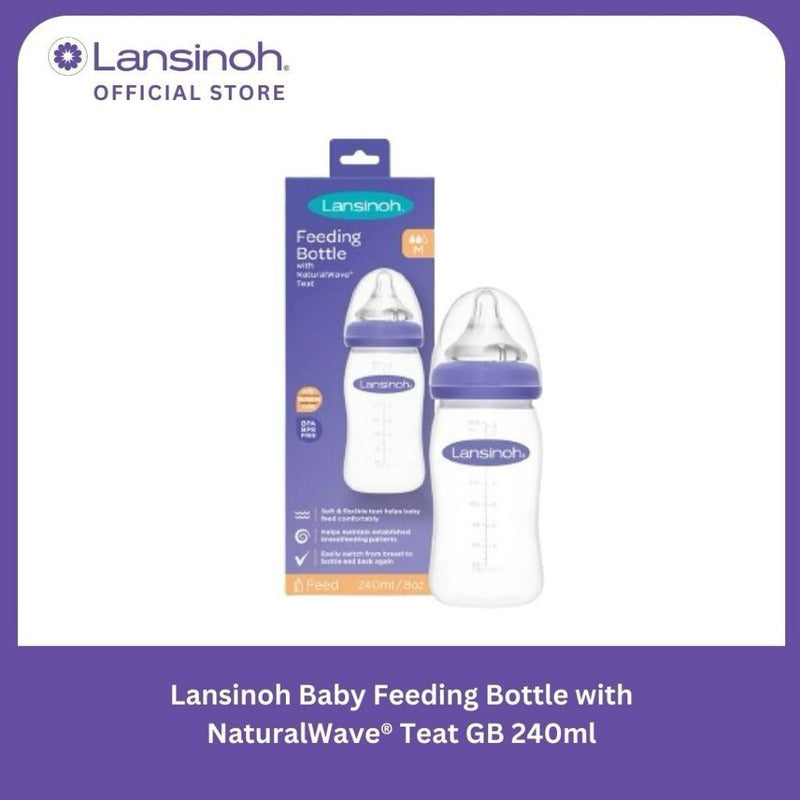 Mamadera Natural Wave Nipple Lansinoh 240ml Blanco