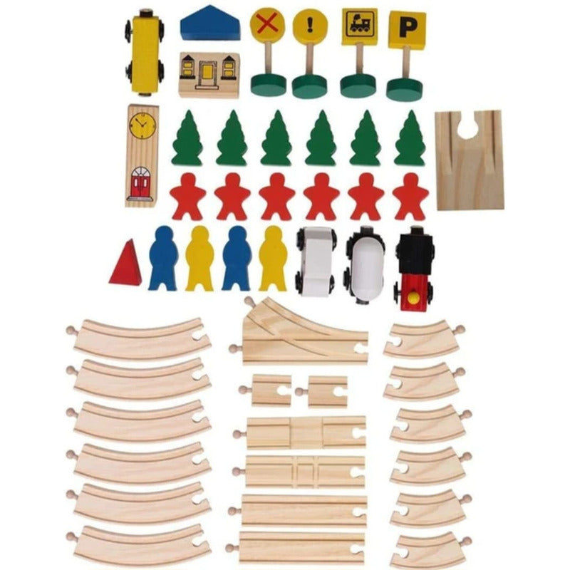 Pista De Tren Madera Juego Didáctico Niños