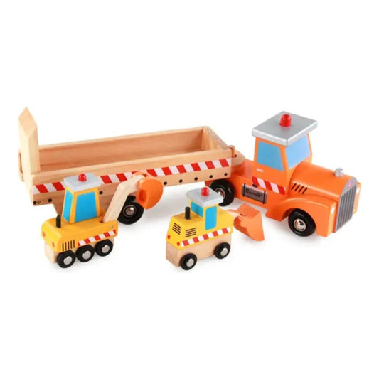 Juguete Camion Rampa Maquinas De Construcción Madera Niños