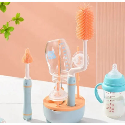 Set Cepillo De Silicona Limpiadores Mamadera Con Escurridor
