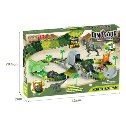 Pista Auto Dinosaurio Flexible Con Luz Led Juguete Niños Verde