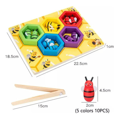 Juego Didáctico Abejas Madera Motricidad Niños Montessori