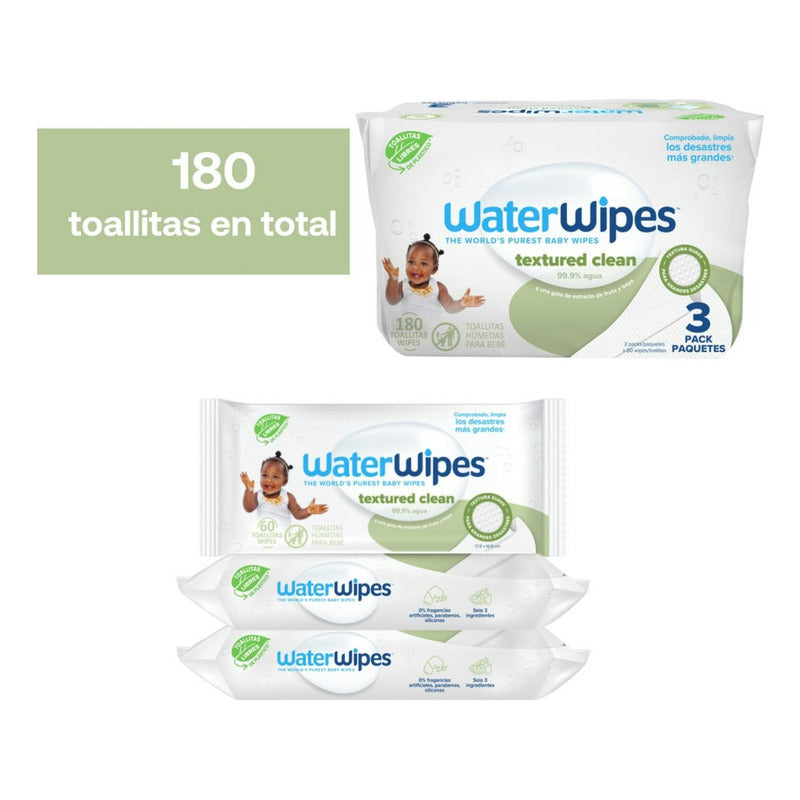 Toallas Húmedas Water Wipes Textura Pack (3 Paq X 60 Und)