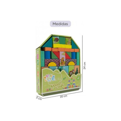 Bloques De Madera Construcción Colores Con Mochila 46 Colores