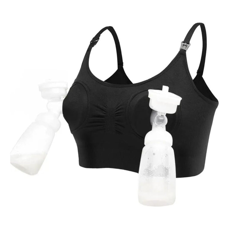 Sostén Maternal Lactancia Para Sacaleche Manos Libres Negro Liso Xl