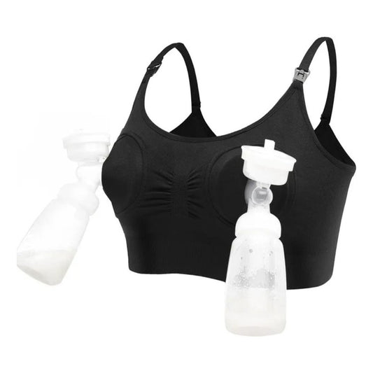 Sostén Maternal Lactancia Para Sacaleche Manos Libres Negro Liso Xl
