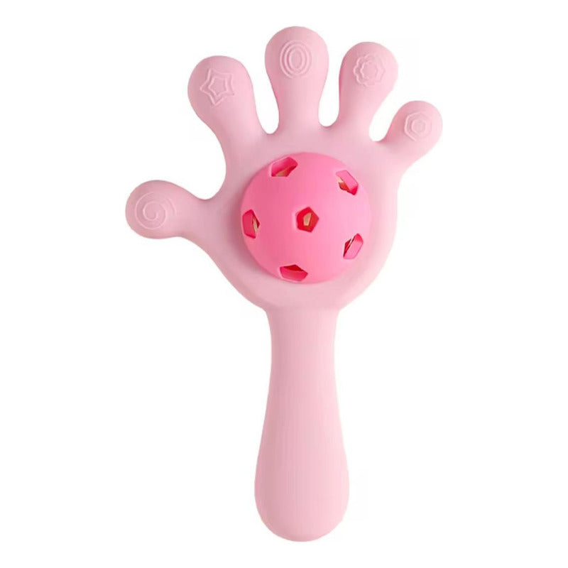 Mordedor Sonajero Modelo Manito Silicona Bebé Con Estuche