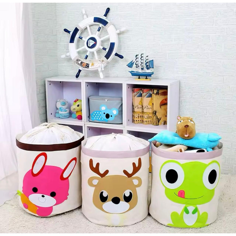 Organizador Redondo-cesta Juguetes Diseños Animalitos Niños