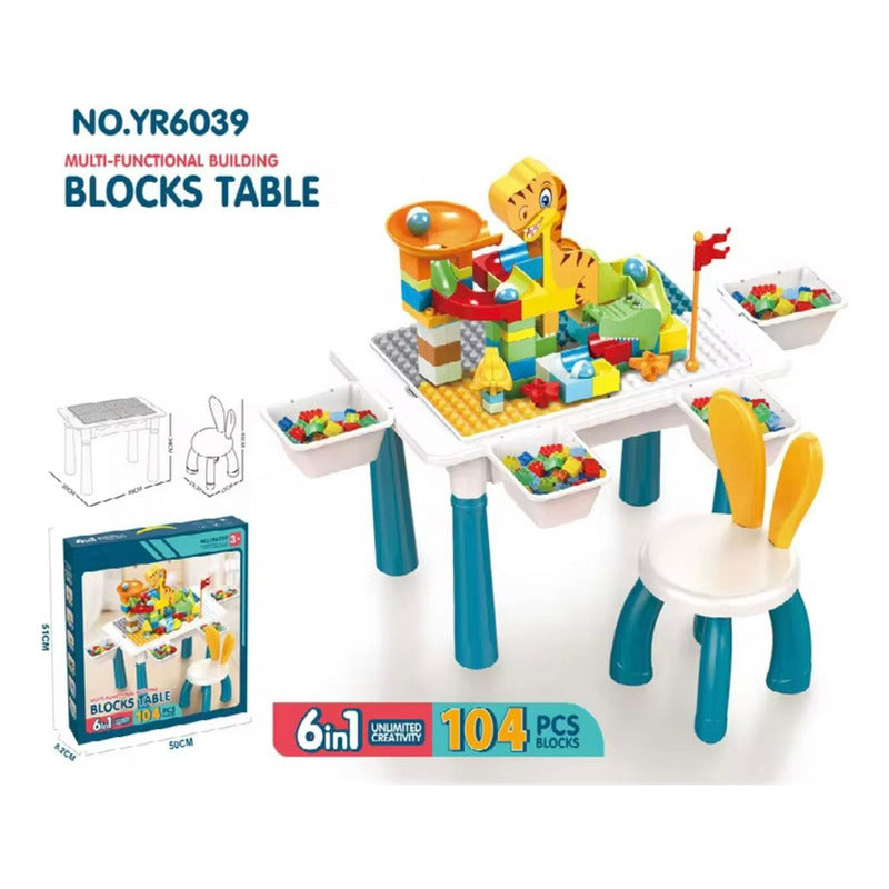Juego  Didáctico Mesa Bloques De Construcción Multifunción