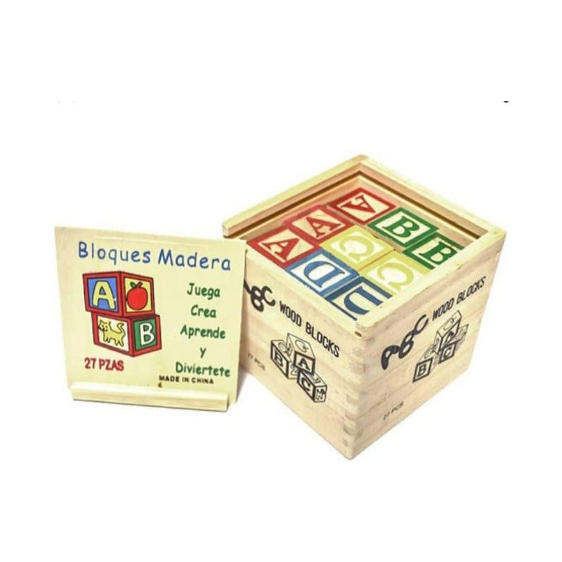 Cubo De Madera 27 Piezas Juguete Didactico Letras Y Numero