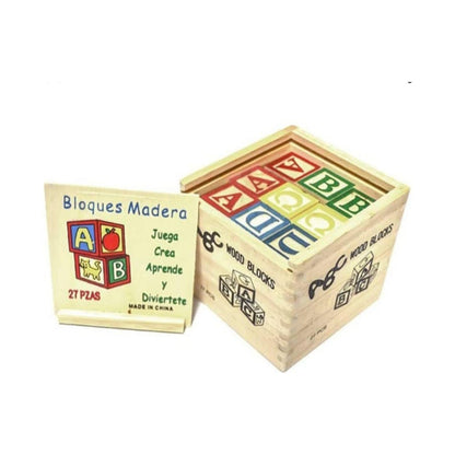 Cubo De Madera 27 Piezas Juguete Didactico Letras Y Numero