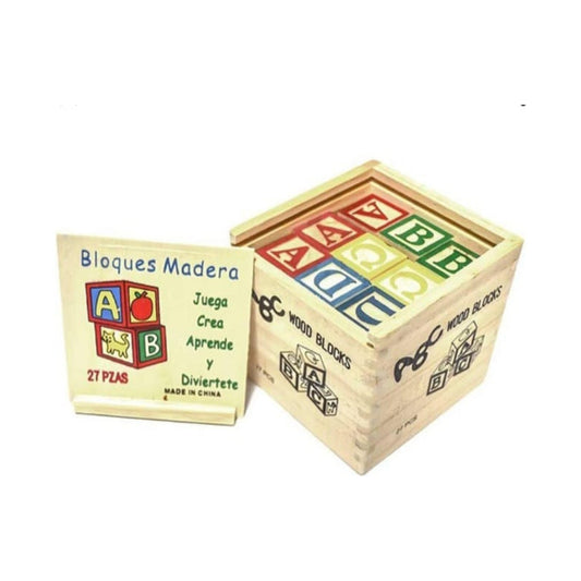 Cubo De Madera 27 Piezas Juguete Didactico Letras Y Numero