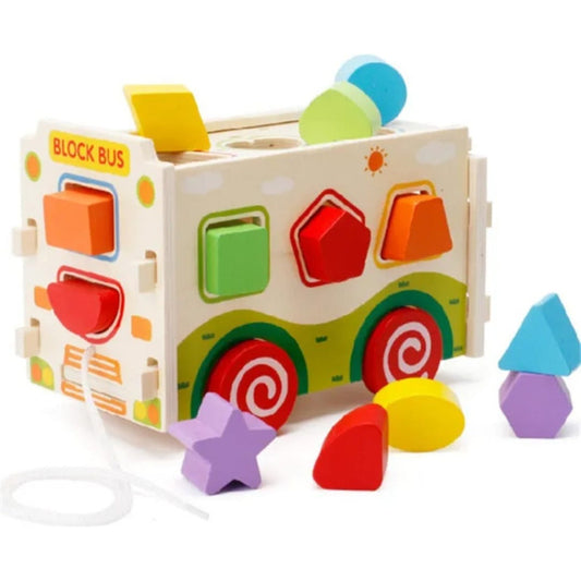 Juego De Encaje Armable Autobús Madera Niños