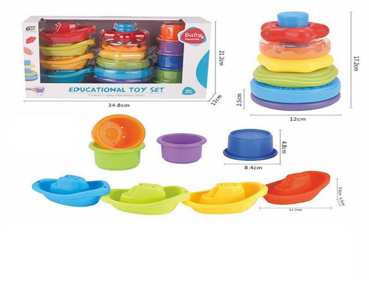 Juego Sensorial Apilable 3 En 1 Bebés Multicolor