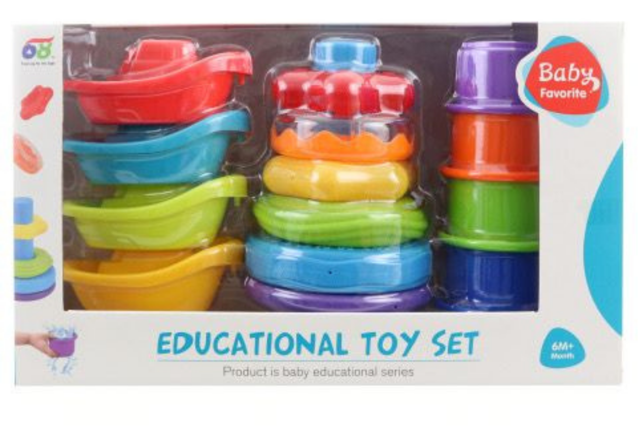 Juego Sensorial Apilable 3 En 1 Bebés Multicolor