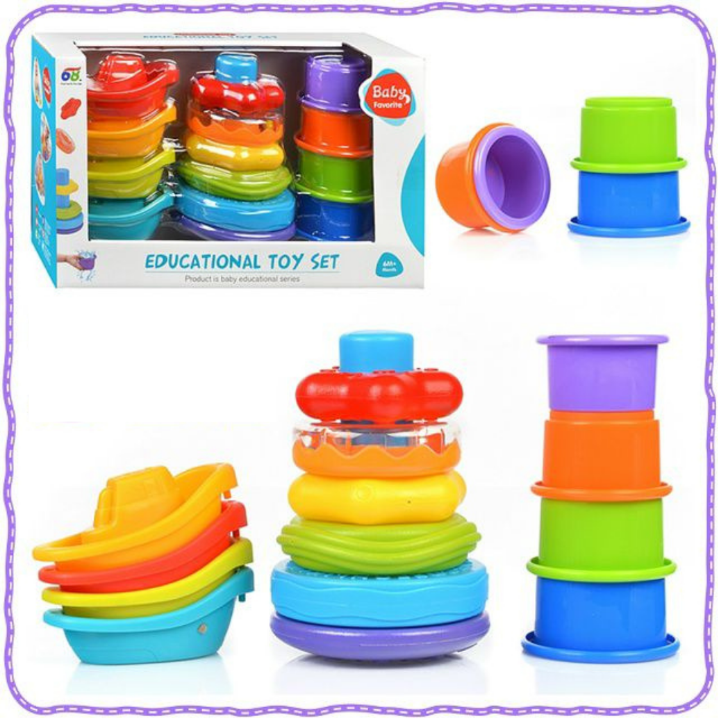 Juego Sensorial Apilable 3 En 1 Bebés Multicolor