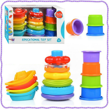 Juego Sensorial Apilable 3 En 1 Bebés Multicolor