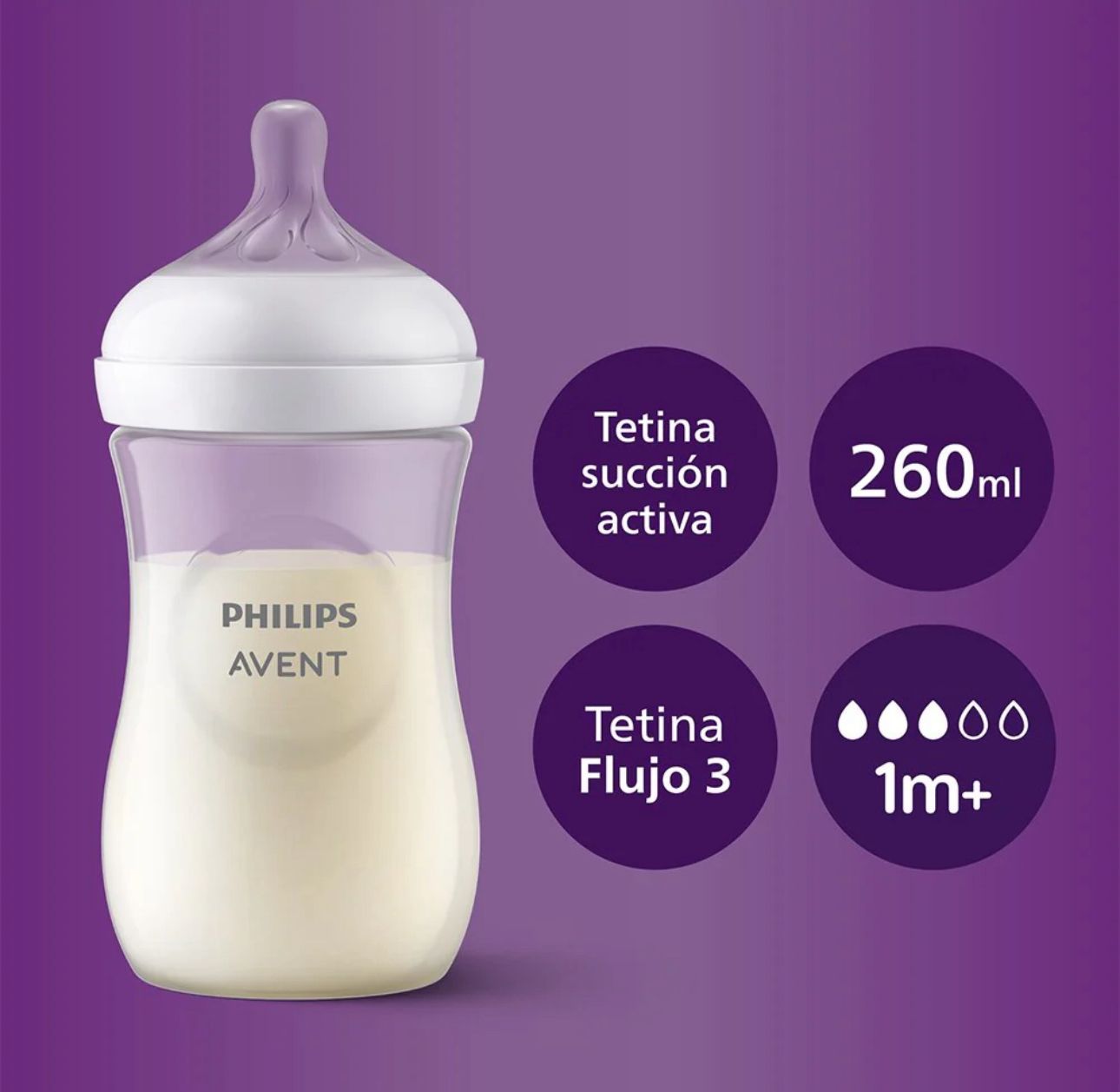 Mamadera Avent  Natural response 1M+  260ml